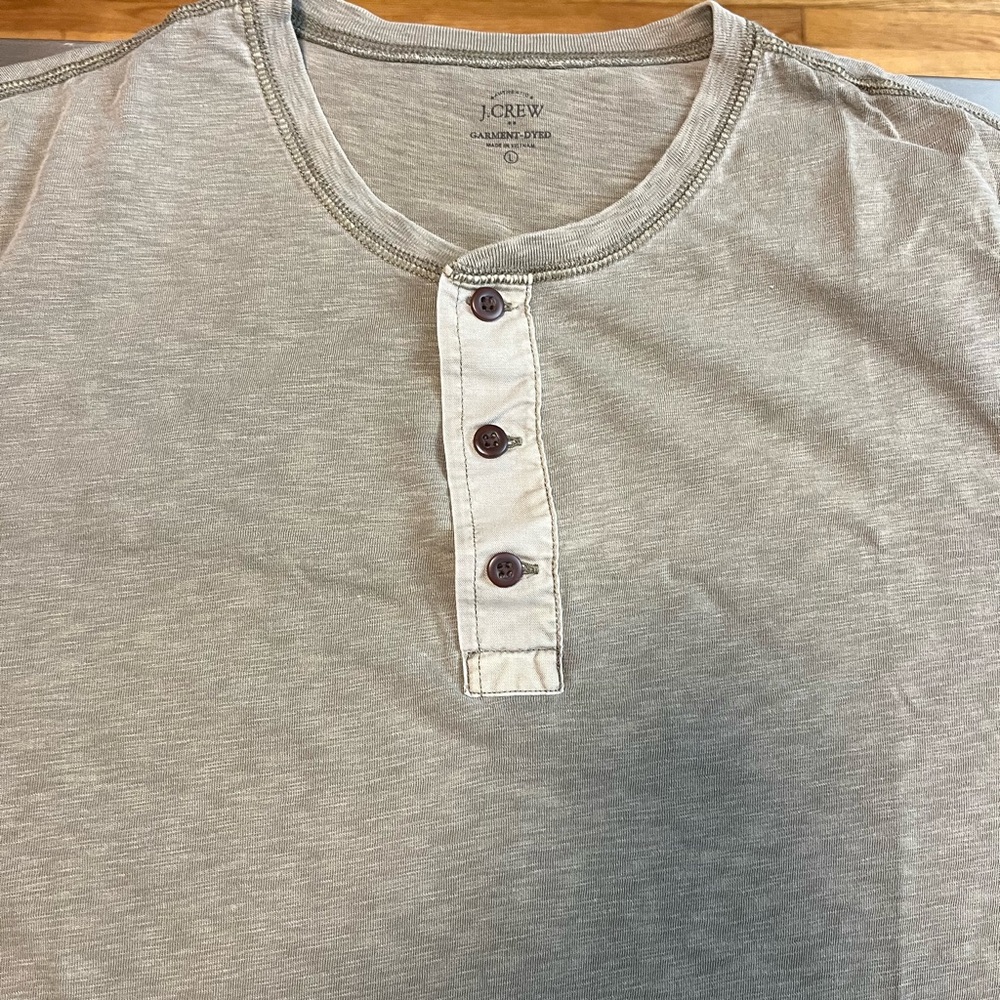 J. Crew Men’s Light Gray Henley Long Sleeve Shirt